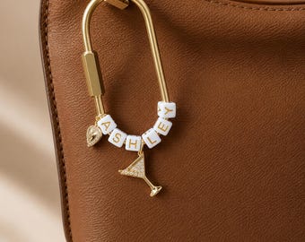 Personalized Bag Charm Martini Theme Bridal Shower Favor Custom 21st Birthday Gift Party Favor for Bachelorette Weekend Gift Bridesmaid