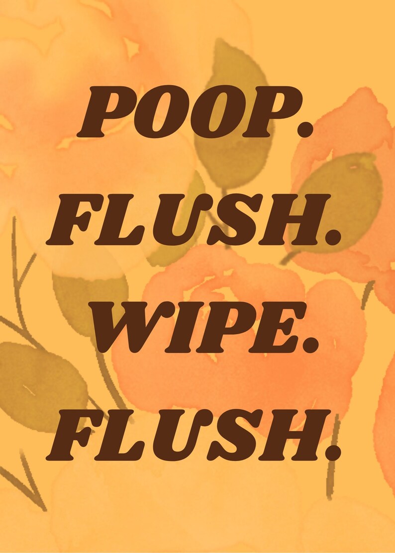 Poop Flush Wipe Flush Wall Art Funny Bathroom Sign Instant Download ...