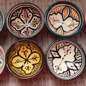 Cuencos de cerámica marroquí hechos a mano - Juego de 8 (10 cm).