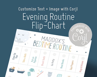 Bedtime Routine Flip Chart: Customizable Kids Visual Schedule (Corjl Template)