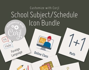 Homeschool Schedule Cards: Customizable School Subject Icons (PDF)