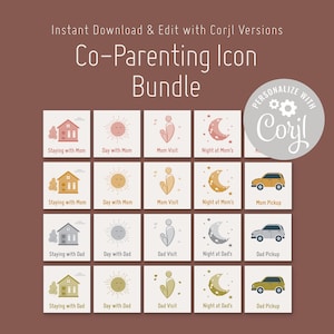 Co-Parenting Routine Karten I Visuelle Routine I Kinder Co-Parenting Kalender I Druckbare Routine Karten | Sofortiger Download PDF & bearbeitbare Corjl