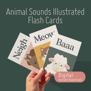 Flashcards for Baby, Animal Sounds, Bold Engaging Toddler Learning Cards, Interactive Educational Set, Perfect Gift, Instant Download, PDF