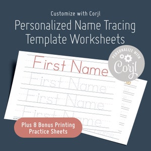 Foglio di lavoro personalizzato per la stampa del nome del bambino / Pratica personalizzabile per nome/secondo/cognome / Scarica e stampa / Modello di tracciamento del nome / PDF