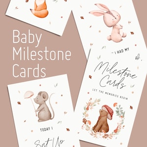 Baby Meilenstein Karten, Unisex, Tiny Forest, Tiere Meilenstein Karten, Baby Shower Geschenk, neue Baby Meilensteine Geschenk, Unisex Farbe Meilenstein