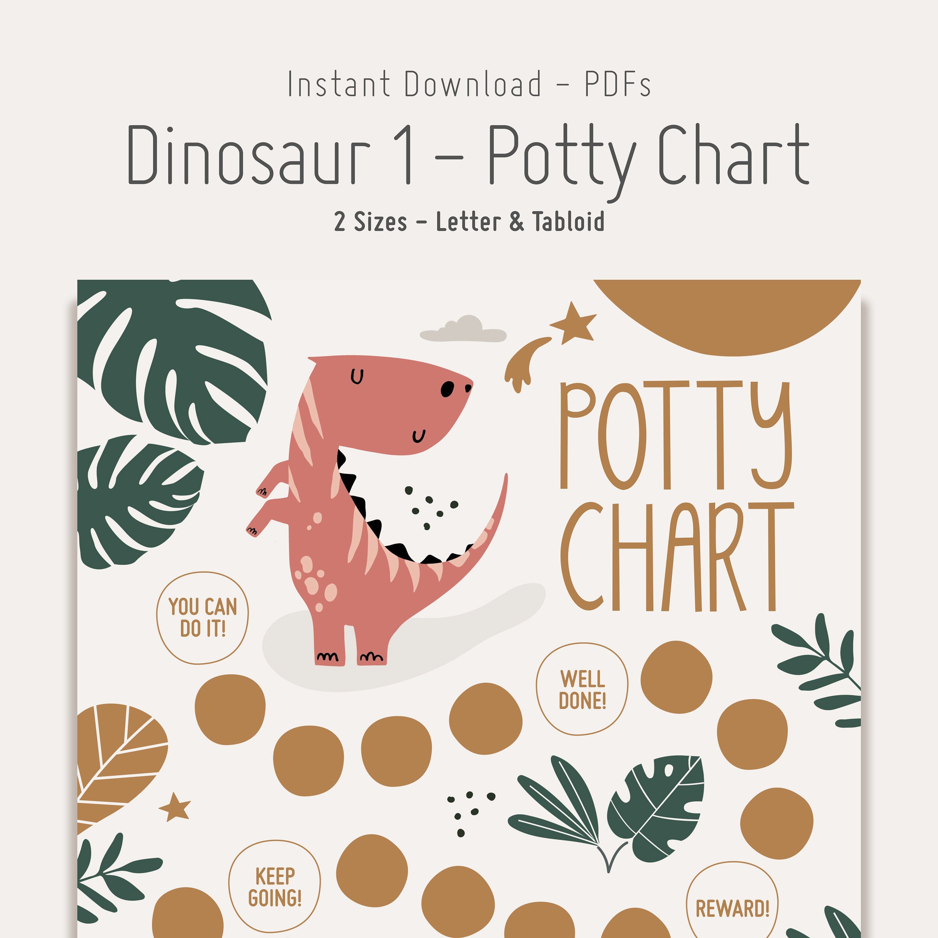 Potty Chart Dinosaur, Boho Printable Potty Training Reward Chart for ...