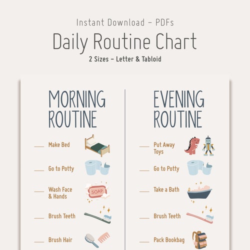 Morning Evening Routine Chart Printable Visual Routine Etsy