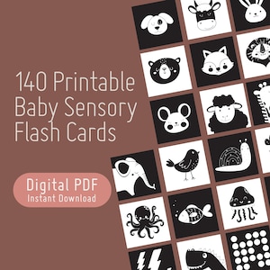 Cartes mnémotechniques pour bébé, outil d'apprentissage dynamique et contrasté pour bébé, ressource éducative à téléchargement immédiat, PDF