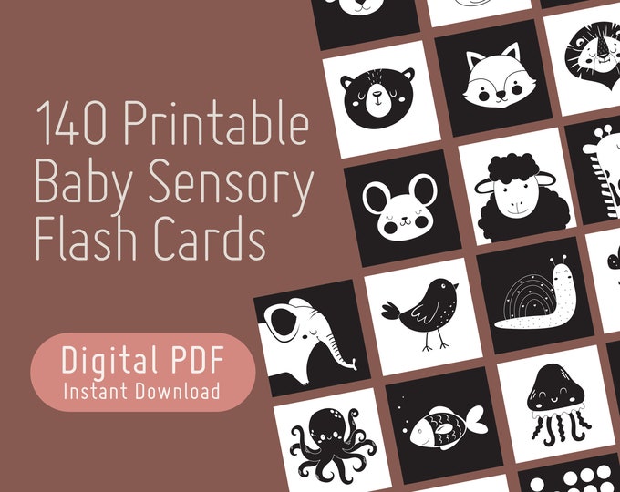 120 High Contrast Baby Cards Bundle: Black and White Montessori Infant ...
