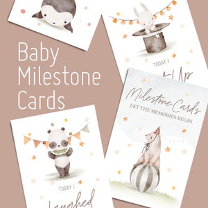 Cartes d'étapes pour bébés, bébés animaux mignons unisexes cartes d'étapes, cadeau de baby shower, cadeau d'étapes pour nouveau-né, étape de couleur pastel unisexe