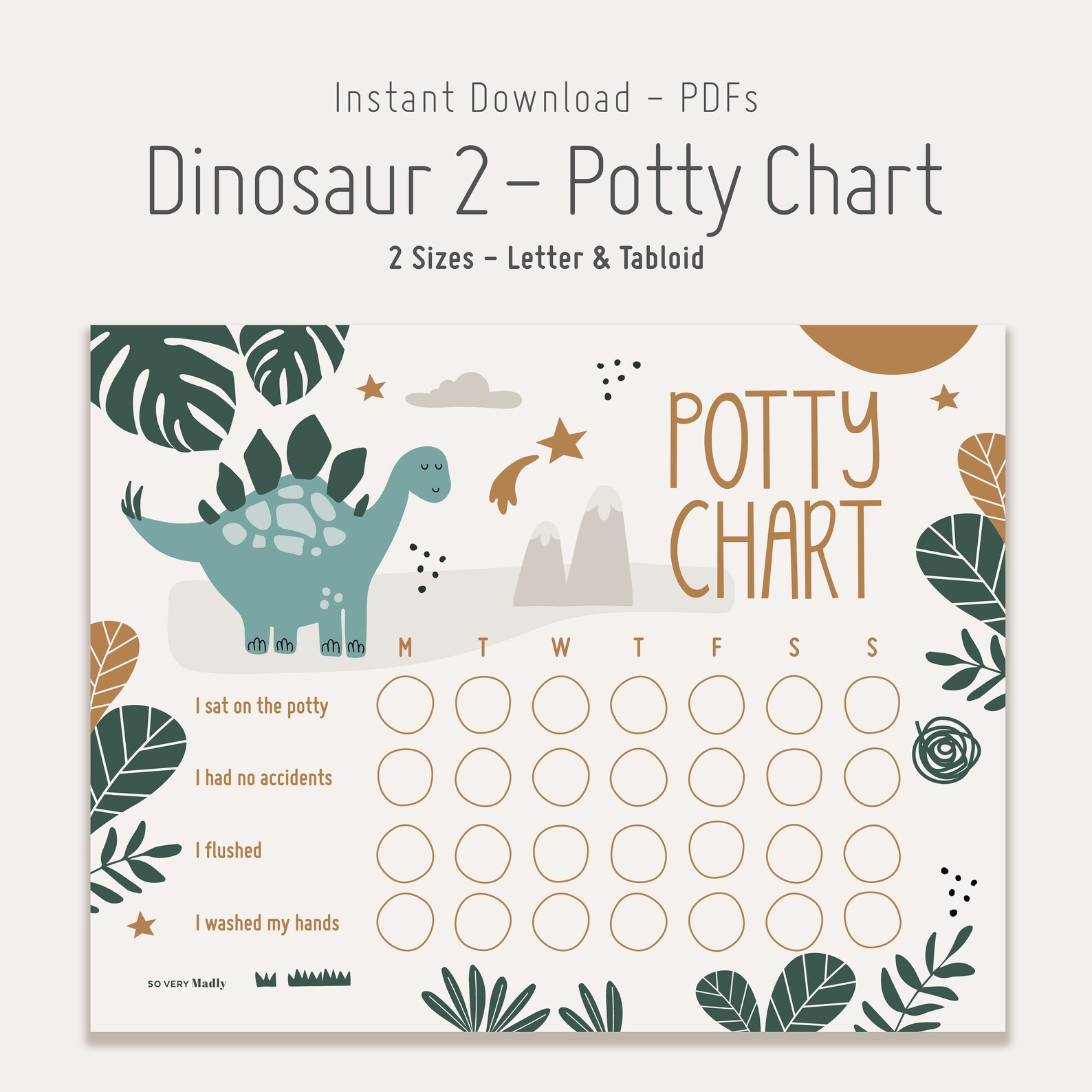 Potty Chart Dinosaur, Printable Potty Training Reward Chart for Kids ...