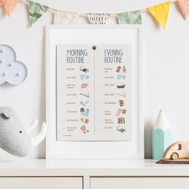 Kids Daily Routine Chart: Morning & Evening Visuals (PDF Download) - Etsy