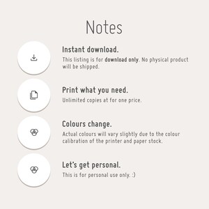 May include: Notes about digital downloads: Instant download, print what you need, colours may change, and personal use only.
