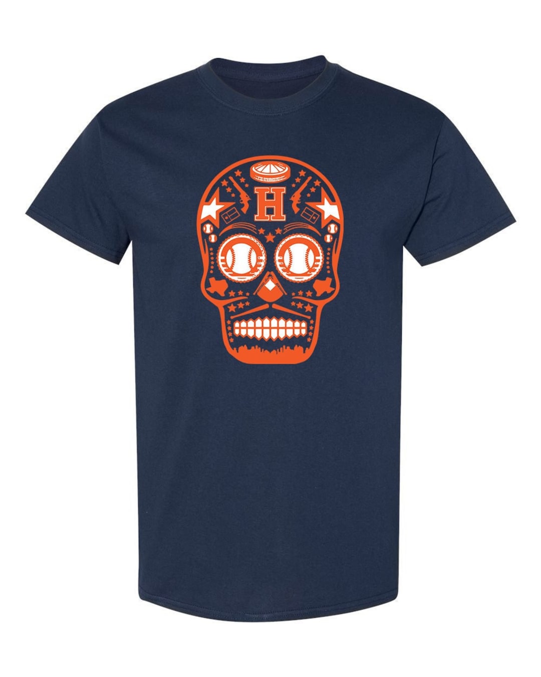 Houston Astros Skull T-shirt Astros Day of the Dead Tshirt 