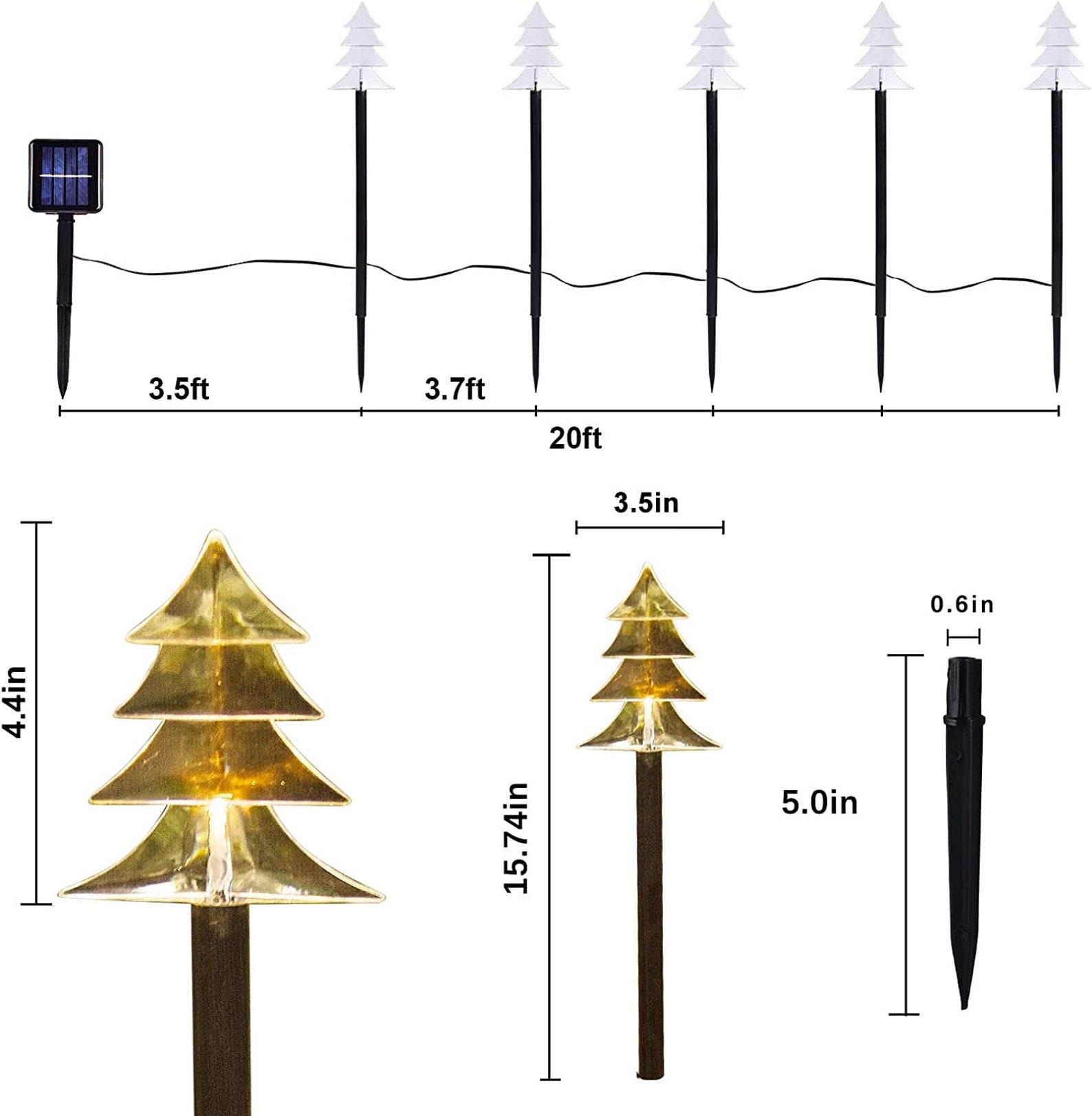 Christmas Solar Stake Lights Set of 5 Waterproof Landscape Etsy