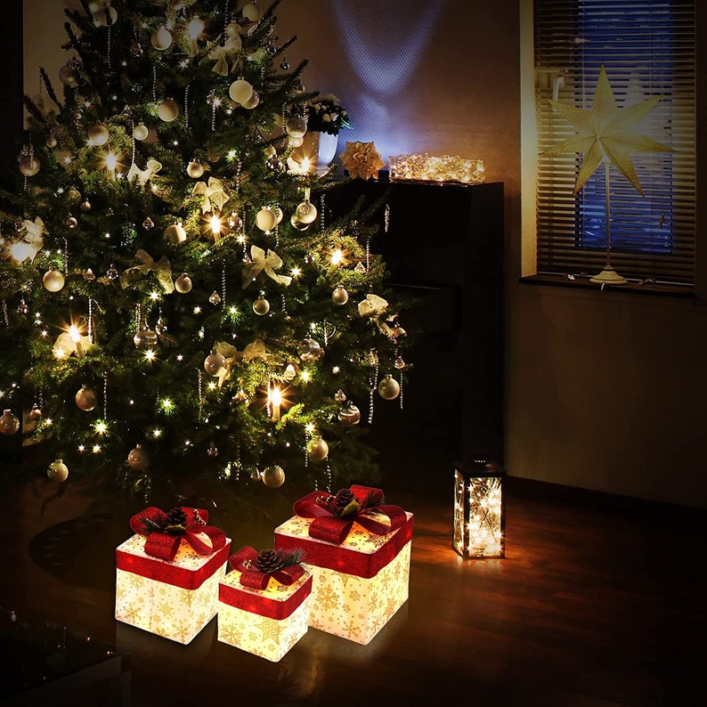 Christmas Lighted Gift Boxes Set of 3 Light up Present Boxes - Etsy