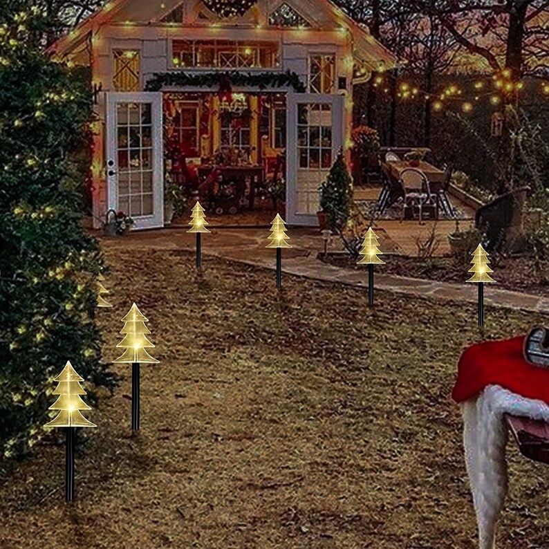 Christmas Tree Pathway Lights Outdoor Solar Christmas Lights Etsy