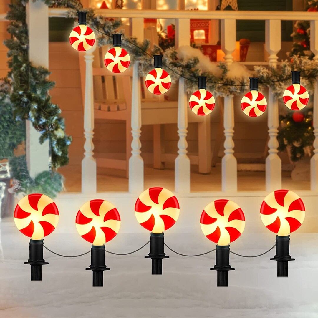 Christmas Lollipop Pathway Lights Outdoor 7.2ft Plug in Etsy