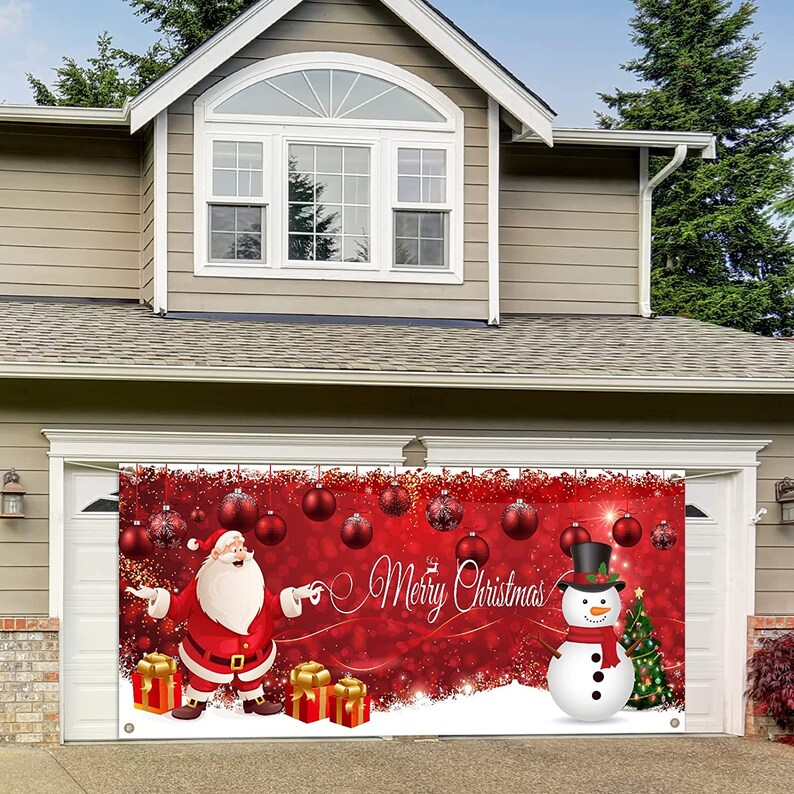 Christmas Banner Garage Door Decorations Christmas Backdrop Etsy