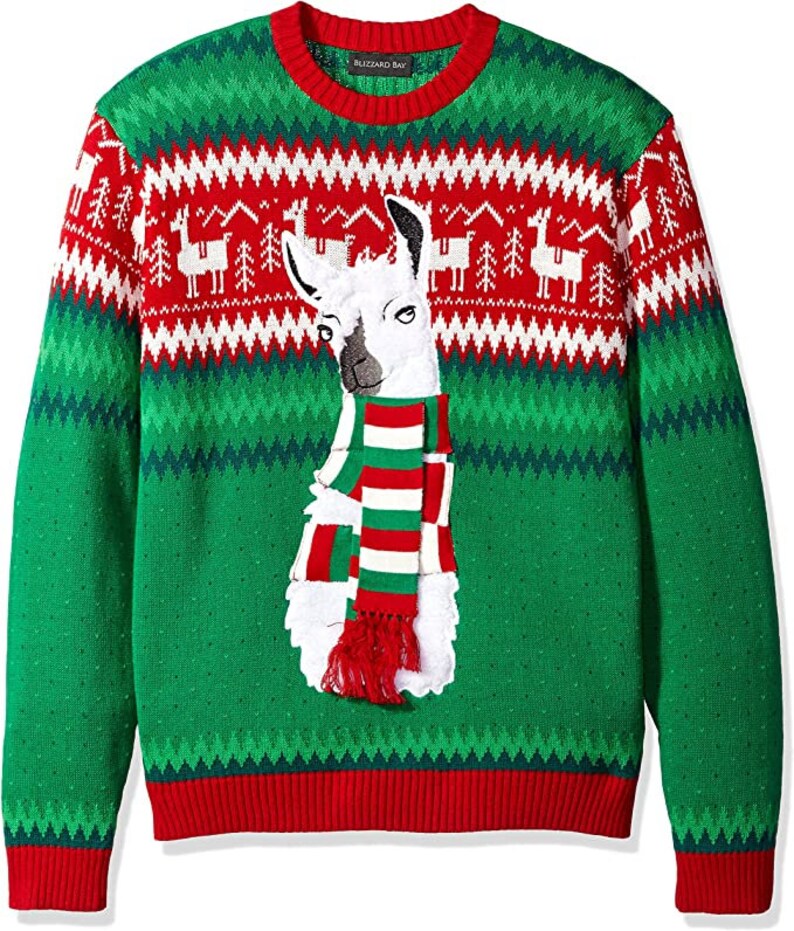 Christmas Men's Ugly Christmas Sweater Llama Red/green Etsy