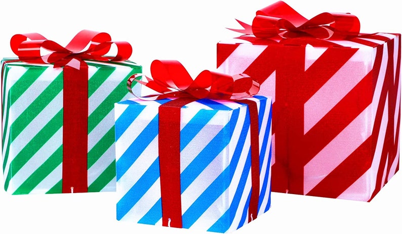 Christmas Set of 3 Lighted Gift Boxes Decorations Pre-lit 60 - Etsy