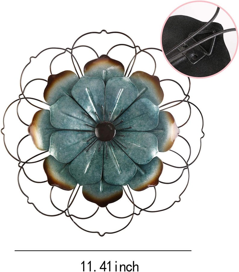Teal/cyan Metal Flower Wall Decor11.5 Flower Art Wall Etsy