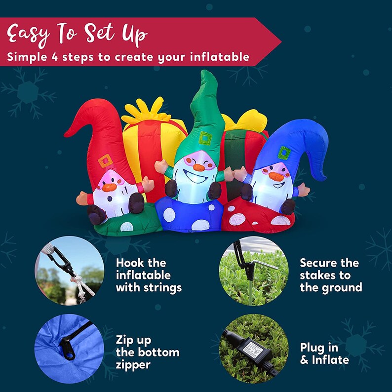 Christmas Inflatable Gnomes Three Happy Gnome Inflatables Etsy