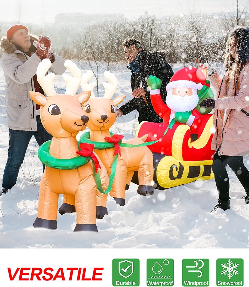 8 FT Long Christmas Inflatables Santa on Sleigh With 2 Etsy