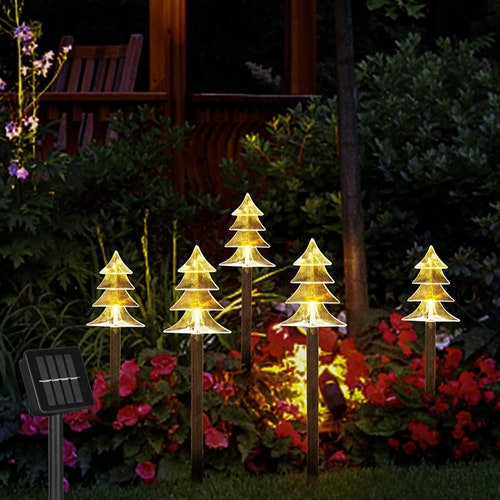 Christmas Solar Stake Lights Set of 5 Waterproof Landscape - Etsy