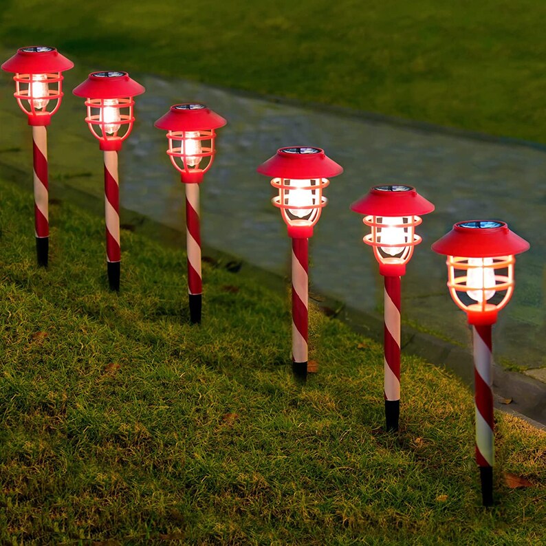 Christmas Solar Pathway Lights Outdoor 6 Pack Waterproof Etsy