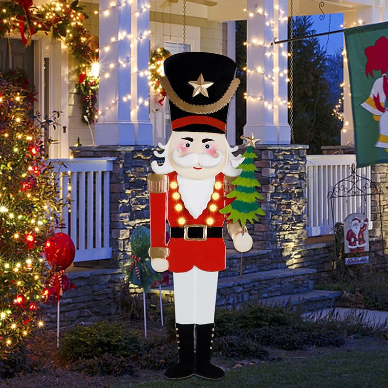 Christmas Outdoor Decorations 39 Inch LED Lights Nutcracker Etsy