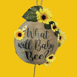 Beehive, Gender Reveal, Baby Shower, He or She, Balloon Beehive, What Will Baby Bee? Pull Tassel