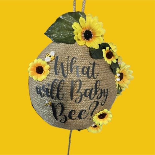 Wooden “What Will Baby Bee” Sign – Bee Themed Baby Shower Backdrop, Gender Neutral Nursery Decor