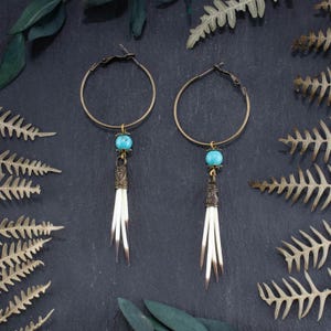 TURQUISE WIND EARRINGS - Yellowstone earrings-Western Jewelry-Porcupine quill earrings-Beth Dutton Earring-Cowgirl Jewelry-Western Outfit