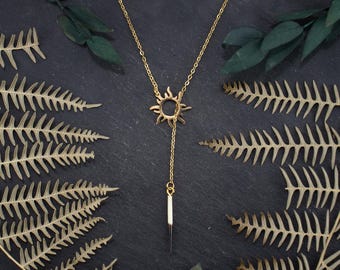 Sun Quill Necklace | Porcupine Quill Necklace | Witchy Jewelry