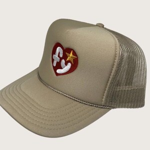 Tan Beanie Baby Trucker Hat: Embroidery FY