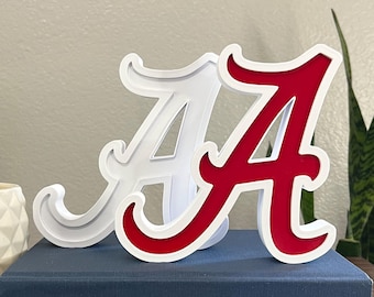 Alabama Roll Tide Logo Block Letter Shelf Decor | 3D Printed | Officially Licensed