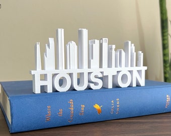 Logotipo de Houston Skyline Oficina y estante para el hogar Decoración de escritorio / Regalo / Edificios de Houston impresos en 3D