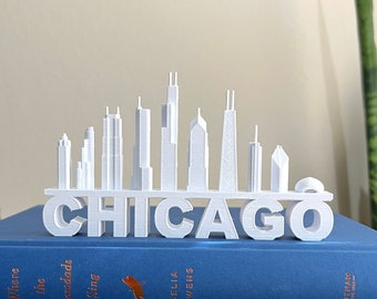 Estantería de escritorio con el logotipo del horizonte de Chicago para oficina y hogar, decoración/regalo/impresión 3D