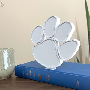 Clemson Tiger Paw Logo Block Letter Shelf Decor | 3D Printed