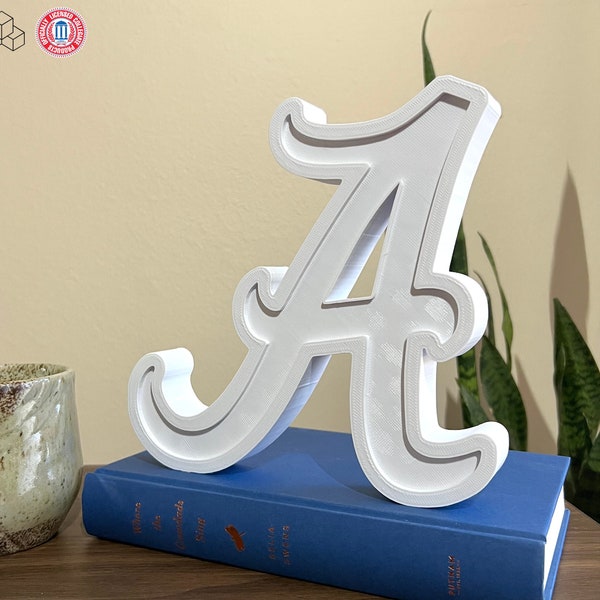 Alabama Roll Tide Logo Block Letter Shelf Decor | 3D Printed