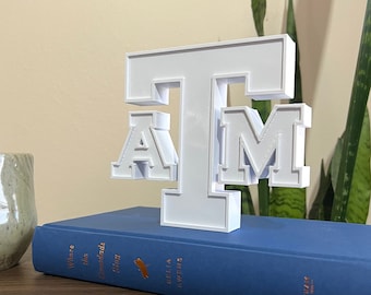 Texas A&M Logo Block Letter Shelf Decor | 3D Printed