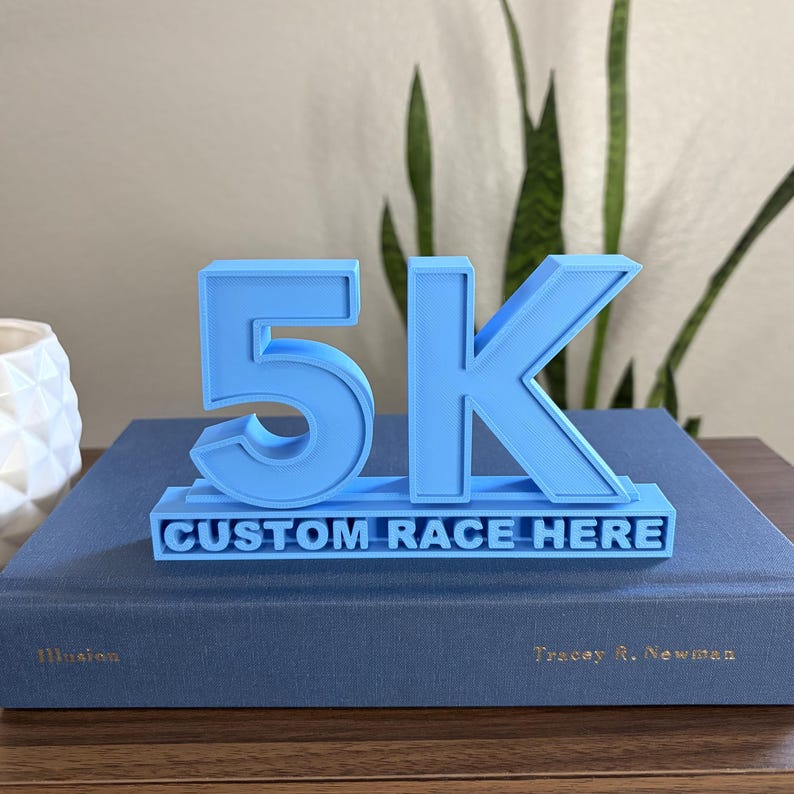 CUSTOM 5K Trophy/plaque Block Shelf Decor | 3D Printed - Etsy