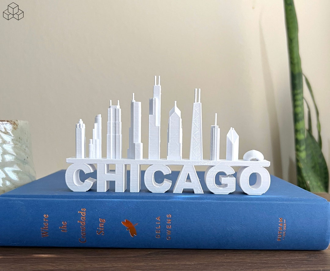 Chicago Skyline Logo Office & Home Shelf Desk Decor/gift | 3D Printed ...