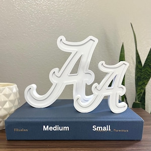 Alabama Roll Tide Logo Block Letter Shelf Decor | 3D Printed | Officially Licensed White