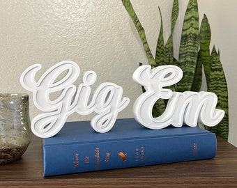 Texas A&M Gig Em Block Letter Shelf Decor | 3D printed