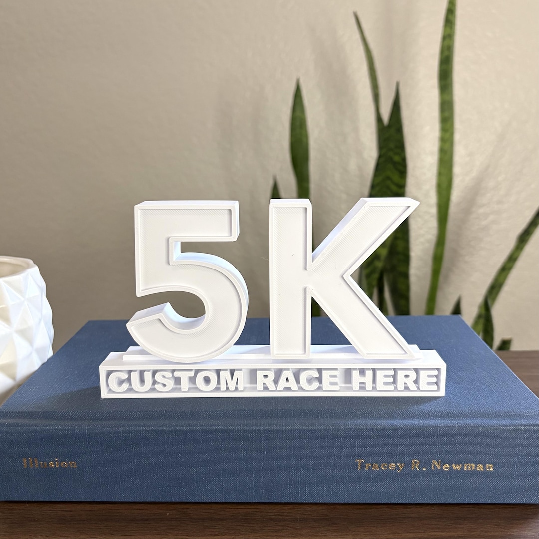 CUSTOM 5K Trophy/plaque Block Shelf Decor | 3D Printed - Etsy