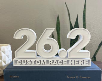 Trofeo/placa de maratón personalizado, decoración de estante, 26,2 cm, impreso en 3D