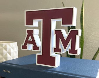 Texas A&M Logo Block T Letter Shelf Decor | 3D Printed