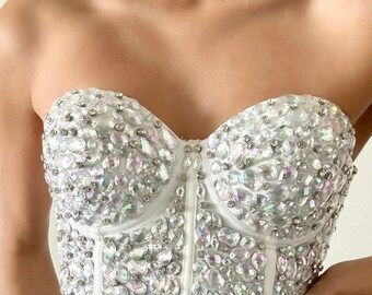 The Ultimate White Diamond Crystal Corset Bustier